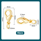 50Pcs Brass Lobster Claw Clasps, with Jump Ring, Golden, 13mm, Hole: 2.6mm