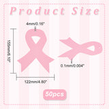 Paper Pendant Decoration, for Party, Breast Cancer Awareness Ribbon, Pink, 155x122x0.1mm, Hole: 4mm, 50pcs/box