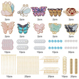DIY Butterfly Themed Earring Making Kits, Including Alloy Enamel Pendants & Links, Glass Bead, Brass Earring Hook, Iron Pins, Mixed Color