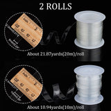 2 Rolls 2 Styles Invisible Stretchy TPU Plastic Transparent Elastic Strap, with Spool, for DIY Bra Lingerie Swimwear, Clear, 6~10x0.2~0.3mm, about 1 roll/style