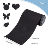 Rectangle Iron on/Sew On Patches, Polyester Appliques, Repair Patches for Knee or Elbow of Clothes, Black, 7.5x0.03cm, 2m/roll