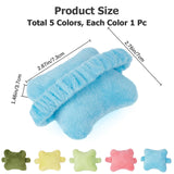 5Pcs 5 Colors Bone-shaped Fluffy Velvet Mouse Wrist Rest Band, Cotton Filled Wrist Support Pad, for Reducing Wrist Fatigue Pain, Mixed Color, 70x73x37mm, 1pc/color