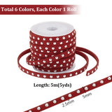 6 Rolls 6 Colors Faux Suede Cord, with Silver Tone Alloy Rivet, For Punk Rock Jewelry Making, Mixed Color, 5x2.5mm, about 5.46 yards(5m)/roll, 1 roll/color