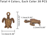 Tibetan Style Alloy Pendants,  Sea Turtle, Mixed Color, 16x12.4x2.2mm, Hole: 1.5mm, 120pcs/box