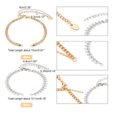 12Pcs 2 Style 304 Stainless Steel  Chain & Brass Cable Chain Bracelet Making, with 304 Stainless Steel Curb Chain Extender and Jump Rings, Golden & Stainless Steel Color, 5-7/8~6-1/8 inch(15~15.7cm), 6pcs/style