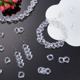 Transparent Acrylic Linking Rings, Quick Link Connectors, with Glitter Powder, Twisted Square, Clear, 17x16x4mm, 300pcs/bag