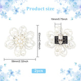 Beaded Plastic Imitation Pearl Flower Shoe Decoration, Alloy Detachable Shoe Buckle Clips, with Iron Findings, Flower, Antique White, 59x63x19mm, 1 pair/box