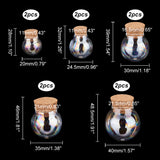 10Pcs 5 Style Iridescent Glass Dome Cover, Decorative Display Case, Cloche Bell Jar Terrarium with Cork Base, Round, Clear AB, 20~40x28~48.5mm, Inner Diameter: 11~21.5mm, 2pcs/style