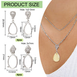 8Pcs 2 Styles Brass Open Back Pendant Cabochon Settings, Prong Settings, with Clear Cubic Zirconia, Rhinestone Claw Settings, Prong Settings, Oval & Teardrop, Platinum, Tray: 18x13mm, 20.5~21x13~13.5x3.5mm, Hole: 1~2x2~7mm, 4pcs/style