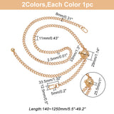 2Pcs 2 Colors Adjustable Aluminium Curb Chain Bag Shoulder Straps, with Cord Locks and Swivel Clasps, for Bag Replacement Accessories, Platinum & Golden, 14~125cm, 1pc/color