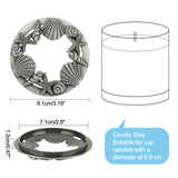 Zinc Alloy Cover, for Aromatherapy Candle, Flat Round with Shell & Starfish & Conch Pattern, Antique Silver, 81x12mm