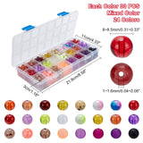720Pcs 24 Style Round Transparent Frosted & Two-Color Baking Painted & Drawbench & Baking Painted Glass Beads, Mixed Color, 8~8.5mm, Hole: 1.3~1.6mm, 30pcs/style
