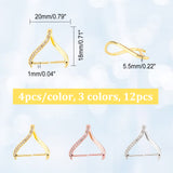 12Pcs 3 Colors Rack Plating Brass Micro Pave Cubic Zirconia Ice Pick Pinch Bails, Long-Lasting Plated, Cadmium Free & Lead Free, Mixed Color, 18x20x5.5mm, Hole: 3mm, Pin: 1mm, 4Pcs/color
