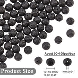 Natural Lava Rock Beads Strands, Dyed, Round, Black, 10~10.5mm, Hole: 1mm, about 90~100pcs/box
