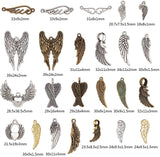 Tibetan Style Alloy Pendants and Links, Wing, Mixed Color, 18~39x5~36.5x1~5mm, Hole: 1~7mm, about 26kind/78pc