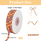 Ethnic Style Polyester Cord, Boho Braided String, Flat, Dark Orange, 5x1mm, about 10 yards/roll