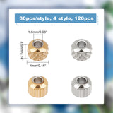 120Pcs 4 Style 201 Stainless Steel Beads, Cadmium Free & Nickel Free & Lead Free, Rondelle, Golden & Stainless Steel Color, 4x3.5mm, Hole: 1.6mm, 30pcs/style