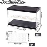 2-Row Transparent Acrylic Minifigures Display Case, for Models, Building Blocks, Doll Display Holder Risers, with Black Base & Top, Clear, Finished Product:14x27x16cm