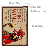 Rectangle Metal Iron Sign Poster, for Home Wall Decoration, Rooster Pattern, 200x300x0.5mm