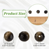 2 Strands Natural Golden Sheen Obsidian Beads Strands, Faceted, Round, 8~8.5mm, Hole: 1.2~1.4mm, about 45~48pcs/strand, 14.65''~15.08''(37.2~38.3cm)
