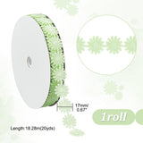 20 Yards Flower Polyester Ribbons, for Gift Packaging, Pale Green, 5/8 inch(17mm), about 20yards/roll(18.288m/roll), roll: about 90x17mm, 1 roll/set