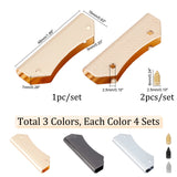 12 Sets 3 Colors Alloy Decorative Bag Edge Handware, Handbags Clip Edges, with Screws, Mixed Color, 16x49x7mm, Hole: 2.5mm, Inner Diameter: 5mm, 4 sets/color
