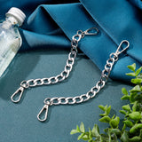 Bag Extender Chains, with Aluminum Curb Link Chains and Alloy Swivel Clasps, Platinum & Silver, 20~21.8cm, 1.15mm, 2pcs
