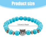 4Pcs 4 Styles Natural & Synthetic Mixed Gemstone & Glass & Alloy Owl Beaded Stretch Bracelets Set for Women, Inner Diameter: 2-1/8 inch(5.3cm), 1Pc/style