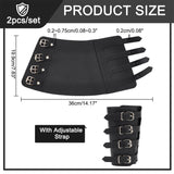 Adjustable PU Leather Cord Bracelets with Iron Buckles, Gauntlet Wristband, Cuff Wrist Guard, Black, 14-1/8 inch(36cm)