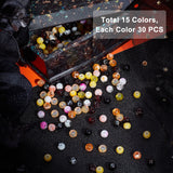 450Pcs 15 Style Drawbench Glass Beads Strands, Baking Painted, Dyed, Round, Mixed Color, 6~6.5mm, Hole: 1~1.6mm, 30pcs/style