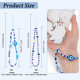 2Pcs 2 Style Evil Eye Glass Beaded Phone Lanyard, Wrist Straps Heart/Star/Flower Beads Mobile Phone Lanyard for Woman Men, Mixed Color, 16.5cm and 17.5cm, 1pc/style