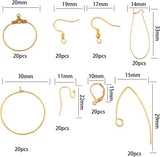 DIY Brass Earring Findings, with Earring Hooks, Hoop Earrings Findings, Ear Wires, Leverback Earring Findings and Plastic Box, Golden, 7.4x7.3x2.5cm, about 160pcs/box