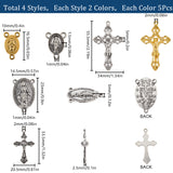 Religion Theme Jewelry Making Finding Kits, Including Alloy Oval Chandelier Component Link & Cross Pendants, Mixed Color, 40Pcs/style