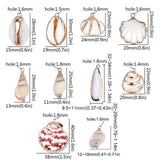 Electroplate Natural Shell Pendants, with Golden Plated Iron Findings, Mixed Shapes, Seashell Color, 20pcs/box