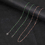 304 Stainless Steel Chain Necklaces, with Enamel, Stainless Steel Color, Mixed Color, 17.91 inch(45.5cm), 2mm, 6pcs/box