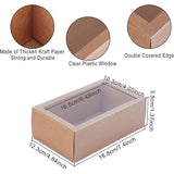 Drawer Kraft Paper Box, Festival Gift Wrapping Boxes, Gift Packaging Boxes, for Jewelry, Wedding Party, with PVC Plastic Windows, BurlyWood, 18.6x12.3x3.5cm