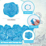 Adhesive Wax Seal Stickers, Envelope Seal Decoration, for Craft Scrapbook DIY Gift, Anchor Pattern, 3cm, about 50pcs/box