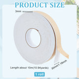 Strong Self Adhesive EVA Foam Tape for Doors and Windows, Anti-Collision Weather Seal Strip, White, 3x0.3cm, 10m/roll