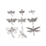 90Pcs 9 Style Tibetan Style Zinc Alloy Pendants, Lead Free & Cadmium Free, Dragonfly, Antique Silver, 10pcs/style