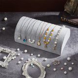 Velvet Half Moon Bracelet Jewelry Display Ramp Stands, Countertop Display Holder for Bracelet, Necklace Showing, Silver, 21.3x12.3x8.1cm