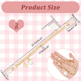 2Pcs Alloy Bag Handles, with Iron Clasps and Enamel Rhinestone Pendant, Bag Straps Replacement Accessories, Light Gold, 23.7x1.2x0.5cm