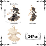 Alloy Enamel Pendants, Gothic Theme, Plague Doctor/Crow with Hat, Black, 32x25x1mm, Hole: 2mm, 24pcs/box