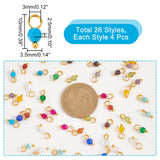 48Pcs 12 Styles Charms Sets, Including Natural & Synthetic Gemstone Faceted Round Charms and Natural Cultured Freshwater Pearl Rice Charms, with Golden Tone Brass Loops, 10x3.5~4x2.5~4mm, Hole: 3mm, 4pcs/style