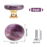 Natural Amethyst Drawer Knobs, Oval Shaped Drawer Pulls Handle, Iron Screw, for Home, Cabinet, Cupboard and Dresser, Platinum & Golden, 27x23x18mm