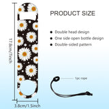 201 Stainless Steel Bottle Opener, with PU Leather Cord, Rectangle, Daisy, 178x38x2mm