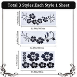 3 Styles PET Cartoon Self Adhesive Car Stickers, Waterproof Floral Car Decorative Decals for Car Decoration, Black, 125~307x112~307x0.1~0.2mm