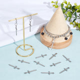 20Pcs 304 Stainless Steel Pendants, Sword Charm, Stainless Steel Color, 30.5x10x2mm, Hole: 2.2mm