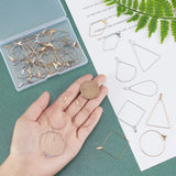 48Pcs 12 Styles 304 Stainless Steel Wire Pendants, Hoop Earring Findings, Golden & Stainless Steel Color, 4pcs/style