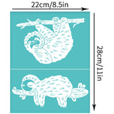 Self-Adhesive Silk Screen Printing Stencil, for Painting on Wood, DIY Decoration T-Shirt Fabric, Turquoise, Sloth, 280x220mm