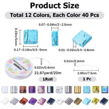 DIY Tile Bracelet Making Kit, Including 2-Hole Rectangle Glass Seed Beads, Big Eye Beading Needles, Elastic Thread, Mixed Color, Beads: 5x4.5~x2~2.5mm, Hole: 0.5~0.8mm, 480Pcs/set